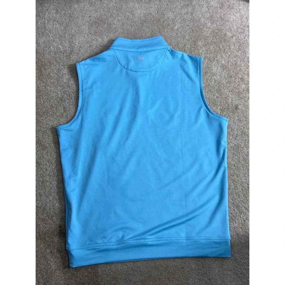Peter Millar Mens Light Blue 1/4 Zip Golf Vest Performance MC 1918 Logo XLTesirt